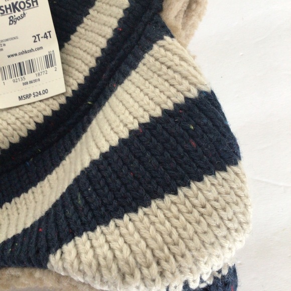 OSH KOSH BGOSH STRIPED FUZZY TRAPPER HAT NWT - Picture 10 of 16